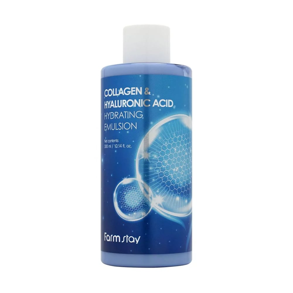Уцінка! Зволожувальна емульсія для обличчя FarmStay Collagen &amp; Hyaluronic Acid Hydrating Emulsion з колагеном та гіалуроновою кислотою, 300 мл